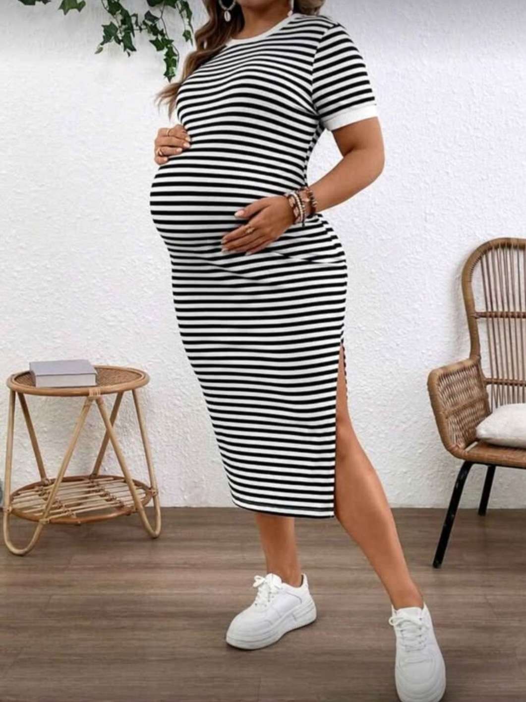 Black and white stripped maternity dress, 4X, Shein, Maternity 2XL+ (18+)
