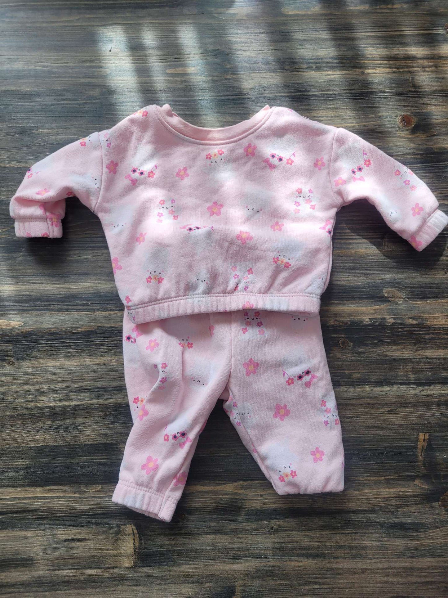 Pink flower ghosts sweat shirt and pants set, Old Navy, 0-3M, , Kids 3 Month (0-3M)