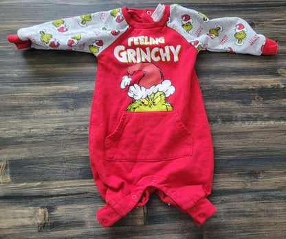 "Feeling Grinchy" Christmas onesie, 0-3 months, Kids 3 Month (0-3M)