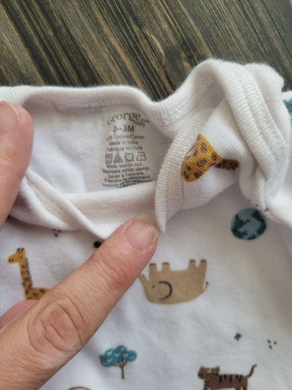 George safari animals onesie, 0-3 month, Kids 3 Month (0-3M)