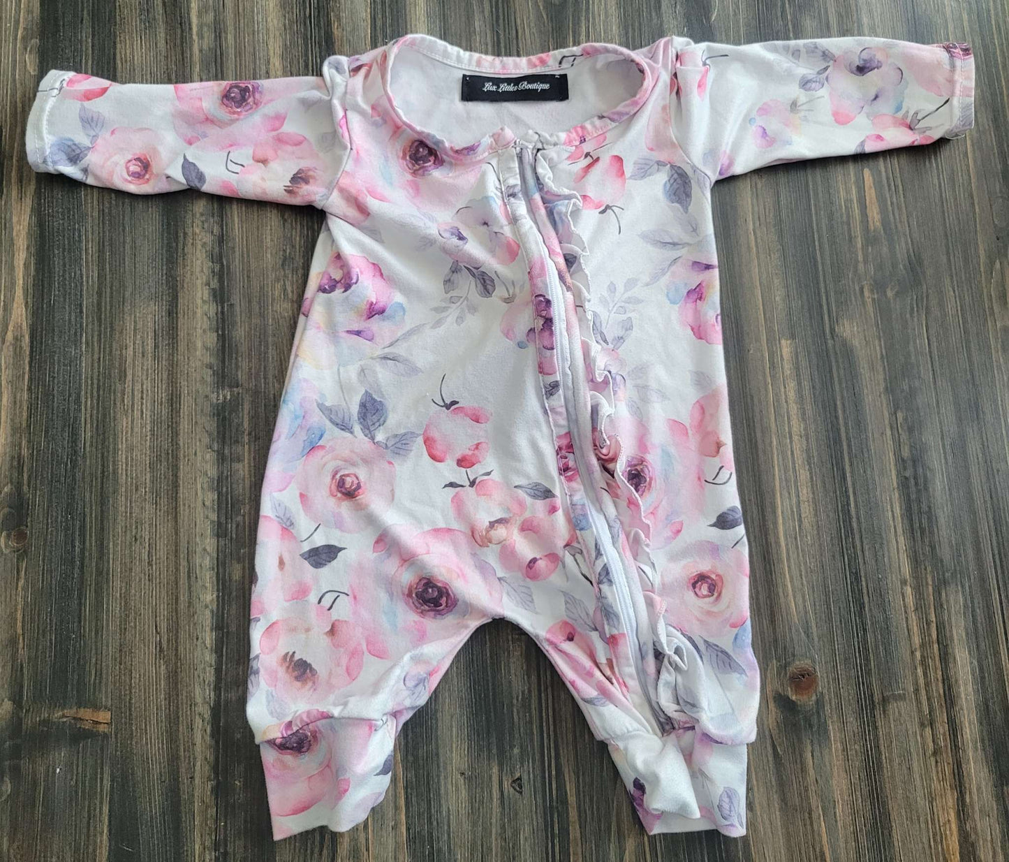 Floral onesie, Lux Littles Boutique, 0-3 months, Kids 3 Month (0-3M)