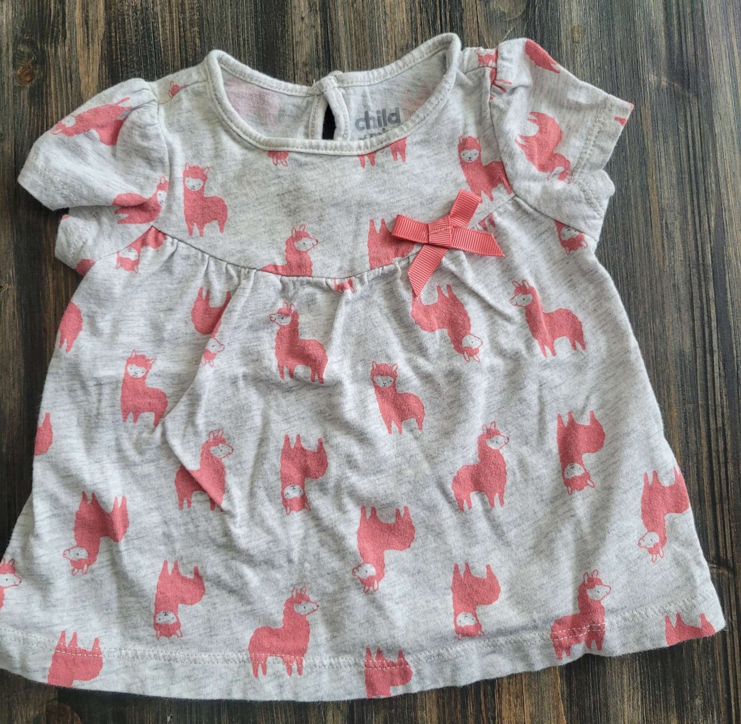 Grey and pink llama shirt/dress, 0-3 months, Child of Mine/Carter's, Kids 3 Month (0-3M)