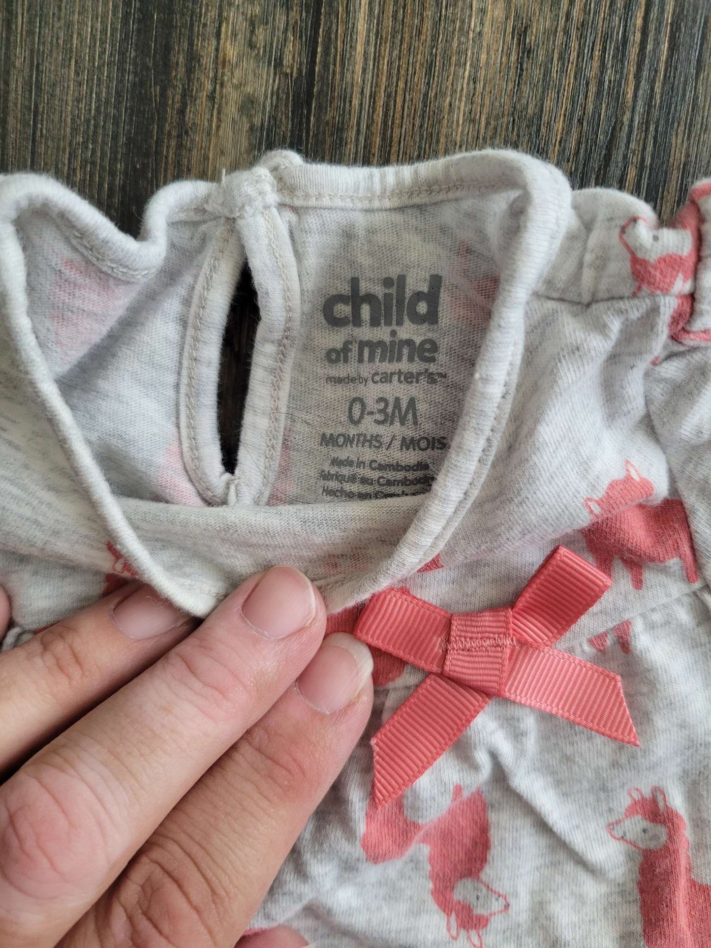 Grey and pink llama shirt/dress, 0-3 months, Child of Mine/Carter's, Kids 3 Month (0-3M)