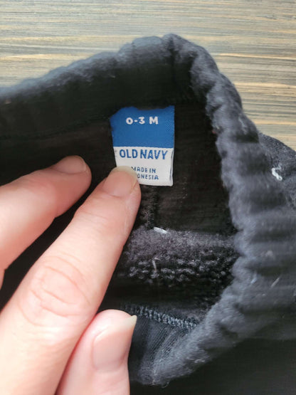 Black sweat pants with heart detail, Old Navy, 0-3 months, Kids 3 Month (0-3M)
