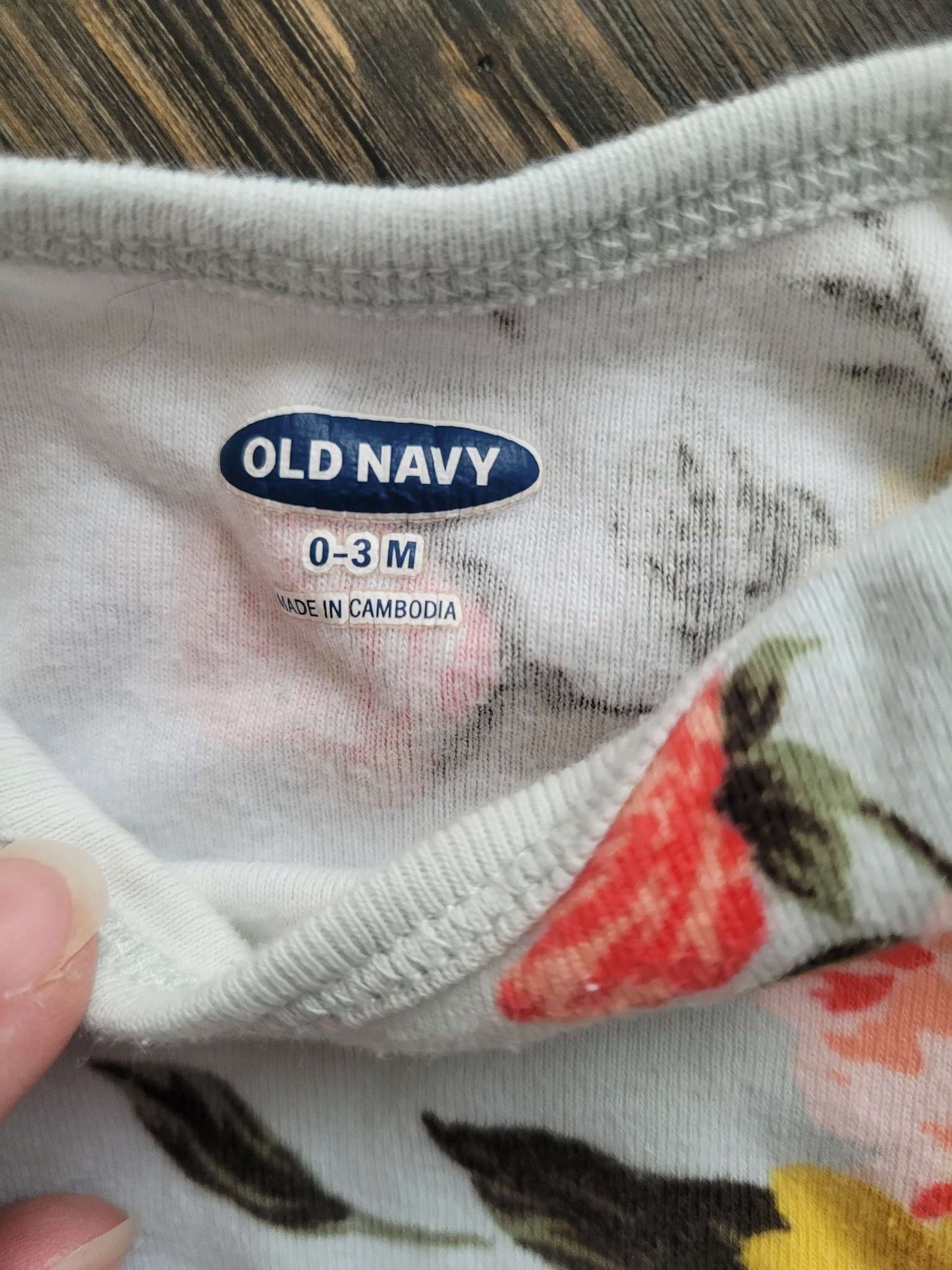 Old Navy pale blue floral onesie, 0-3 months, Kids 3 Month (0-3M)