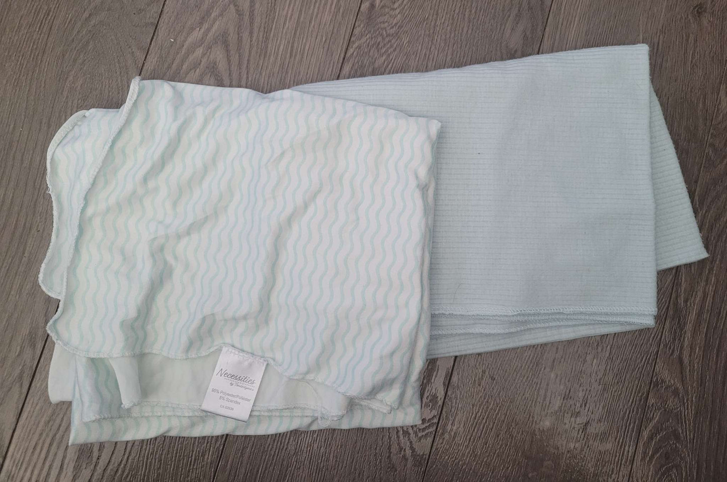 Two light blue/teal swaddle blankets, 0-3 Months (Newborn)