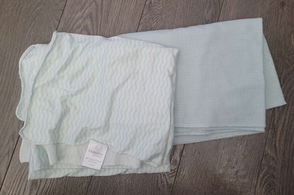 Two light blue/teal swaddle blankets, 0-3 Months (Newborn)