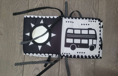 High contrast soft baby book with mirror