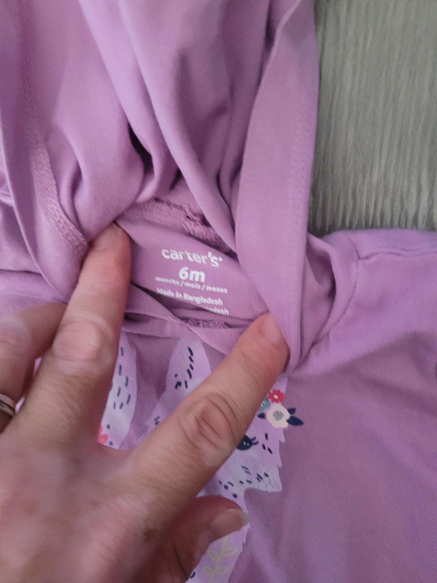 2 purple long-sleeved shirts, fox and cat, 6 months, Kids 6 Month (3-6M)