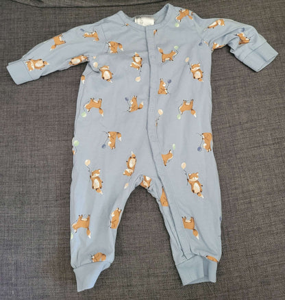H&M blue balloon fox jumpsuit, 3 months, Kids 3 Month (0-3M)