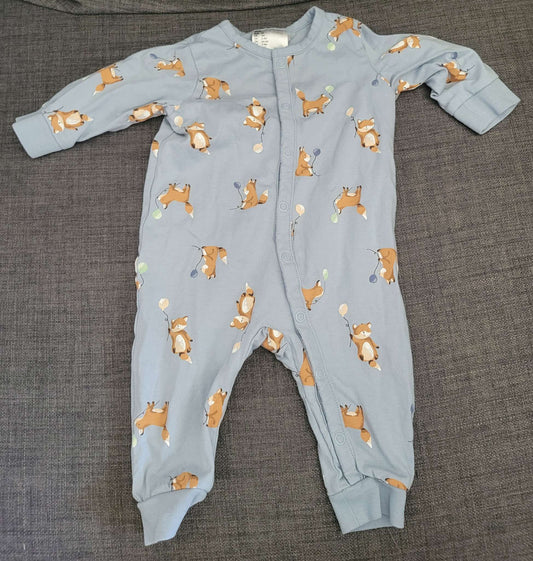 H&M blue balloon fox jumpsuit, 3 months, Kids 3 Month (0-3M)
