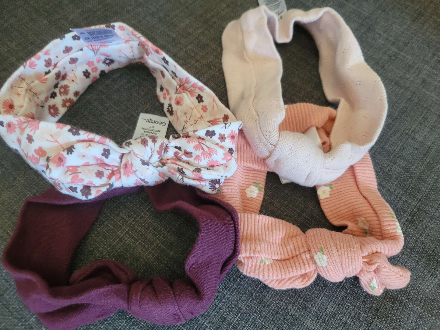 Four knotted headbands, baby