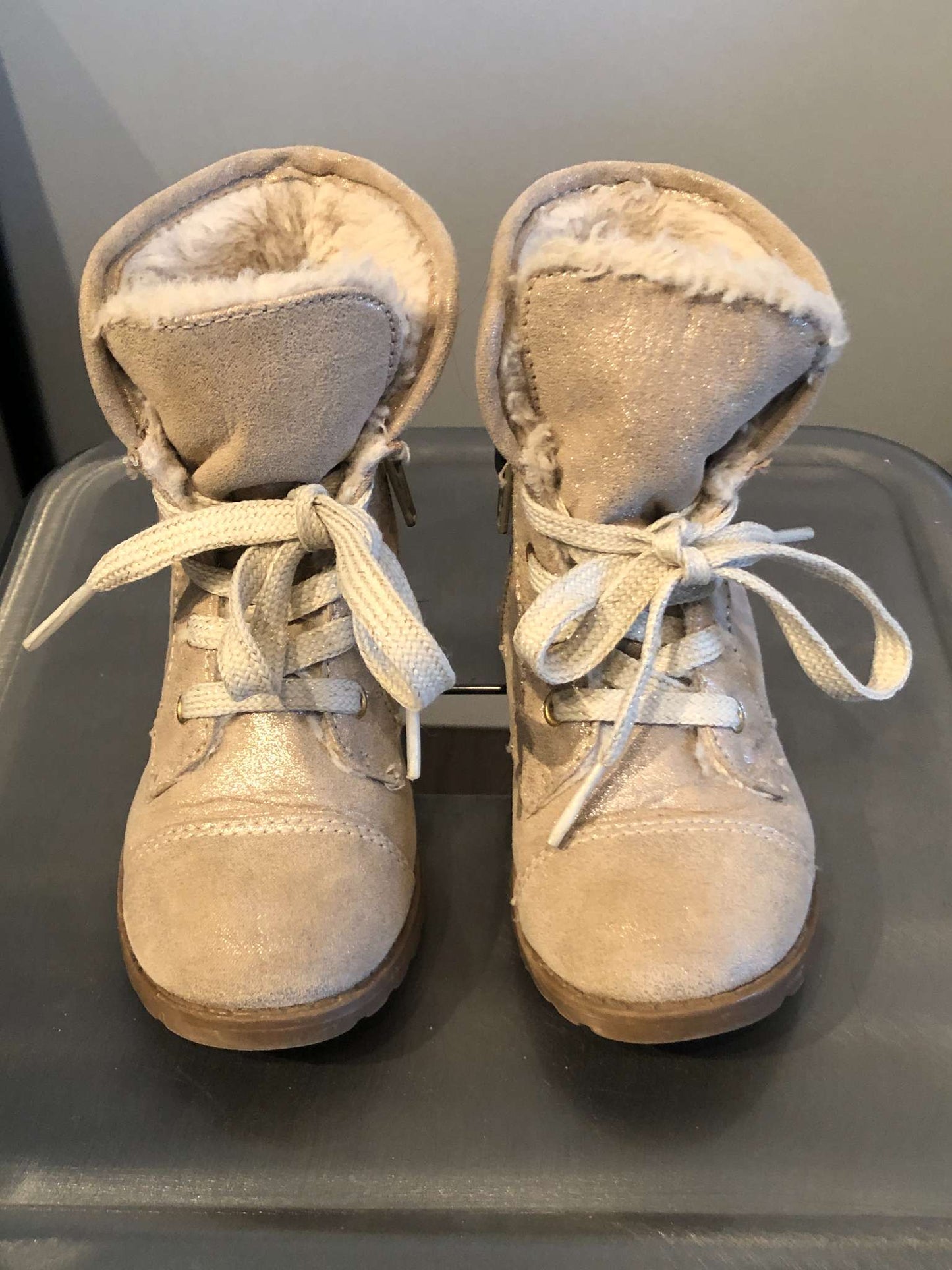 Ankle Boots, Beige/Gold, Size8, Shoes 8 (Toddler:2-4yr)