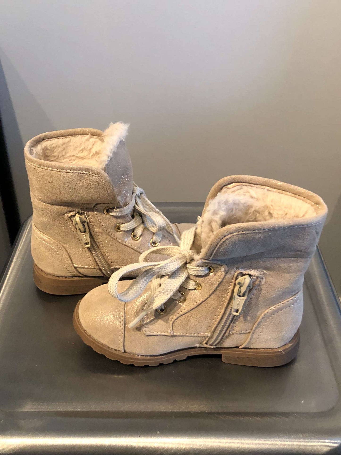Ankle Boots, Beige/Gold, Size8, Shoes 8 (Toddler:2-4yr)