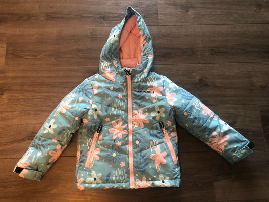 Winter Jacket/ Green with flowers/ Size 4T, Kids 4/4T