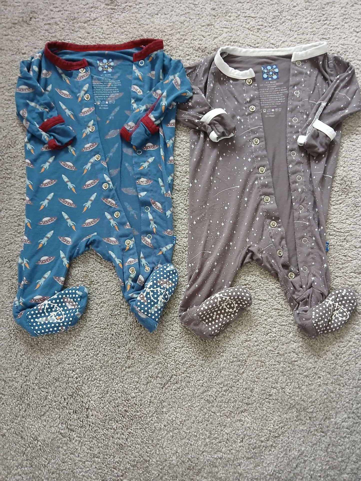 Kickee Pants- 2 button up sleepers 0-3m, Kids 3 Month (0-3M)