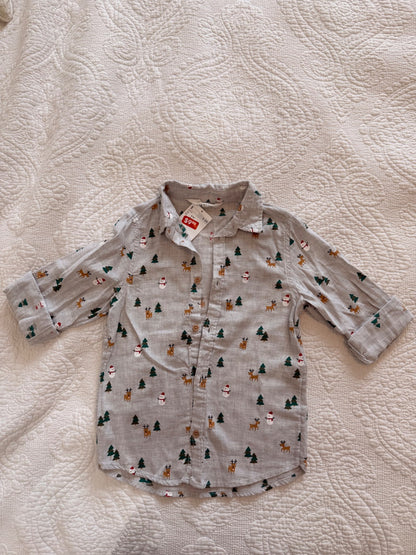 Holiday Button Down Shirt (size 6-7), Kids 6/6X
