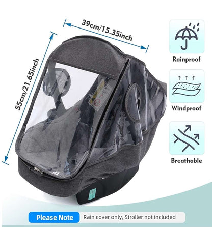 Infant Car Seat Weather Shield,Universal Rain Cover for Car Seat,Ventilation Holes,DustProof Windproof Waterproof (Grey)