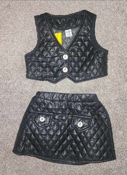 Two piece quilted vest and skirt, Kids 12 Month (9-12M)