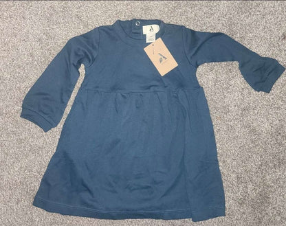 Long sleeve dress-navy blue, Kids 12 Month (9-12M)