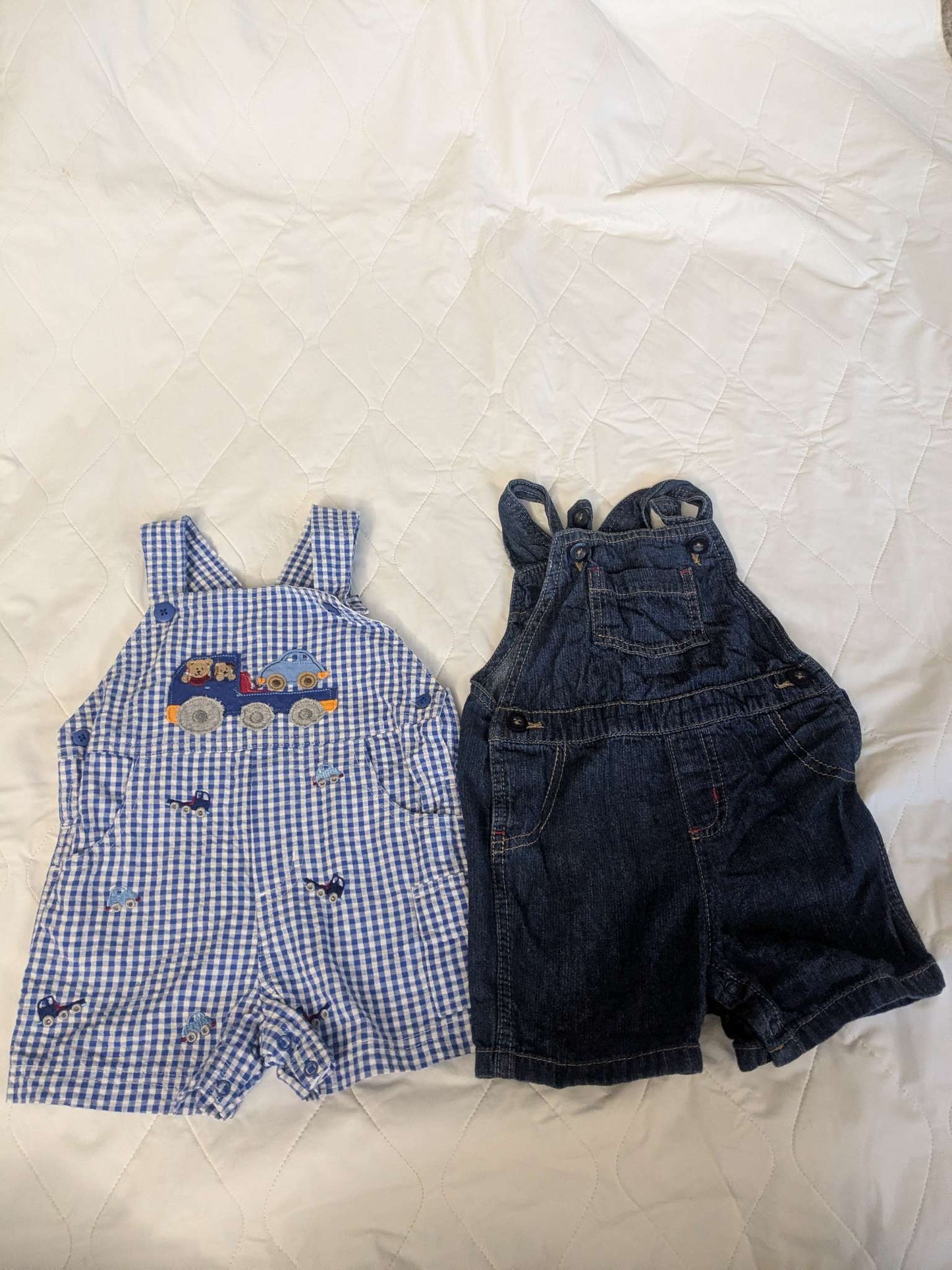 Bundle of 2 pairs of overall shorts, Kids 9 Month (6-9M)