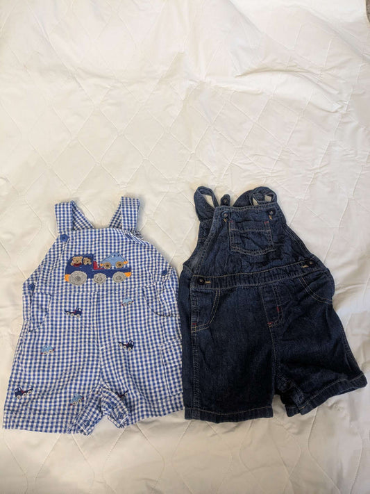 Bundle of 2 pairs of overall shorts, Kids 9 Month (6-9M)