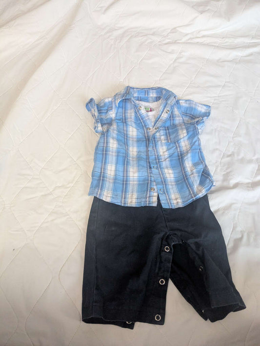 1 piece dress romper, blue plaid, 6-12 month, Kids 9 Month (6-9M)