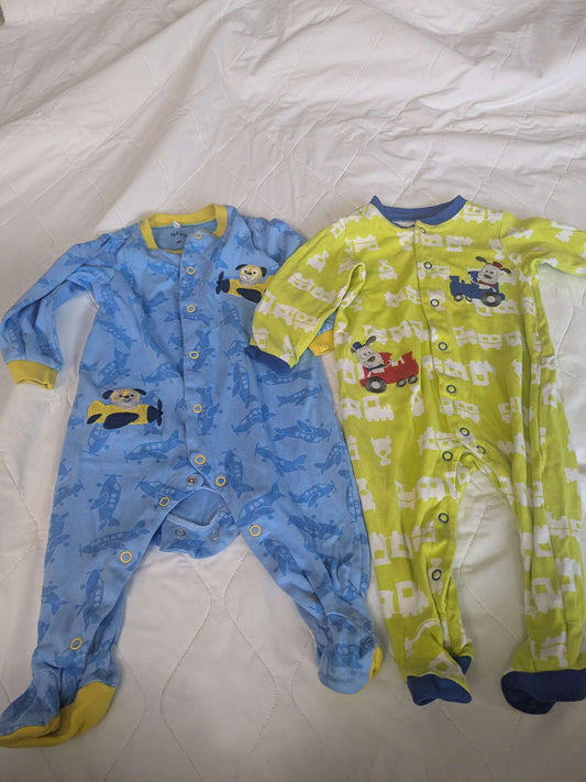 Bundle of 2 Pekkle cotton sleepers, 9 months, dogs & vehicles, Kids 9 Month (6-9M)