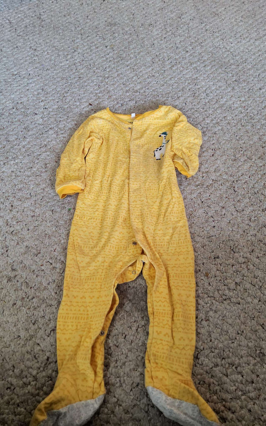 18 month yellow with giraffe cotton sleeper, Kids 18 Month (12-18M)