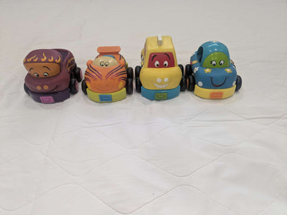 Set of 4 B toys soft pull back cars