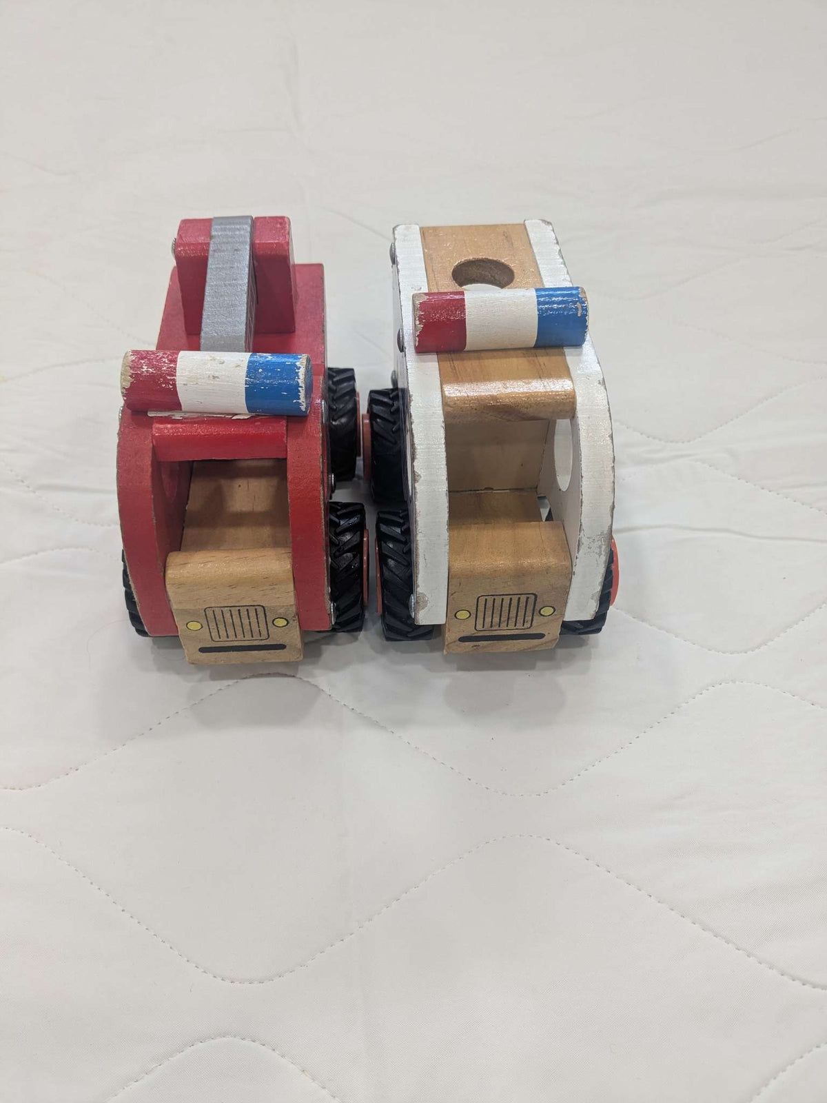 2x wooden emergency vehicles