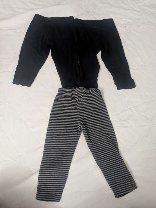 Bundle of 3 pairs of sweat pants, 2 black and 1 striped, 18-24 months, Kids 24 Month (18-24M)