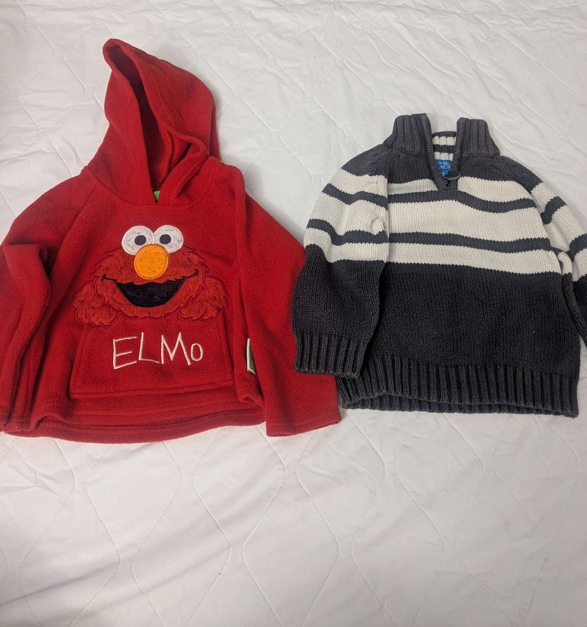 Bundle of 2 hoodies/sweaters, Elmo and gray striped, 24 month, Kids 24 Month (18-24M)
