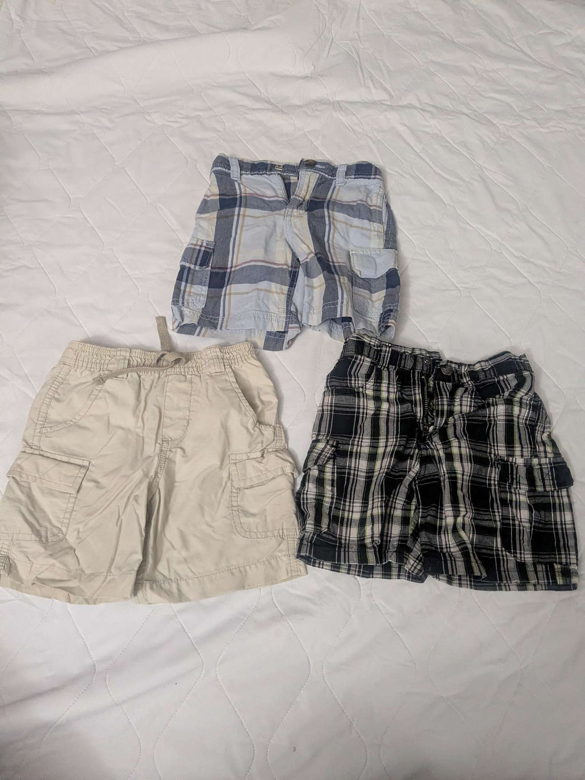 Bundle of 3 shorts, 2 checkered and 1 cargo, 18-24 months, Kids 24 Month (18-24M)