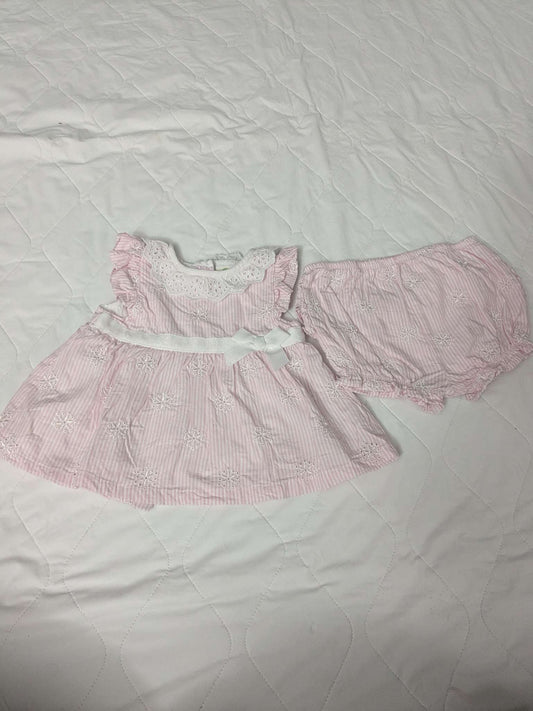 Little Me girls 2 piece  pink striped dress outfit, 9 months, Kids 9 Month (6-9M)