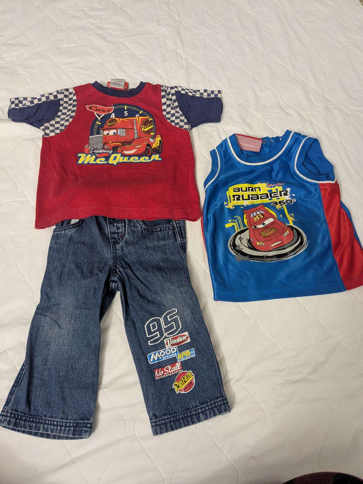 Lightening McQueen set, pair of pants and 2 shirts , Kids 18 Month (12-18M)