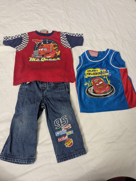 Lightening McQueen set, pair of pants and 2 shirts , Kids 18 Month (12-18M)
