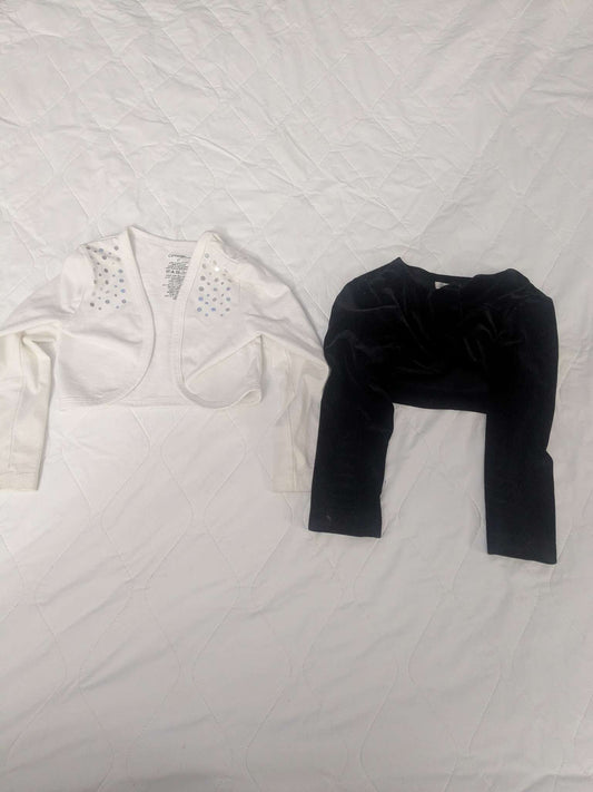 Bundle of 2 little sweaters for going over dresses, 1 black and 1  white., Kids 3T