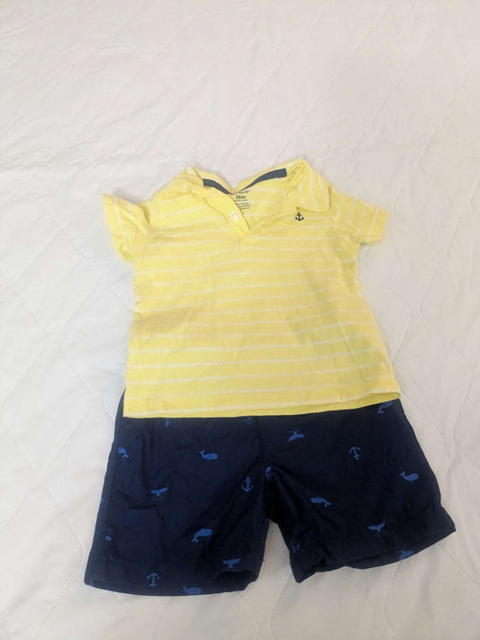 Matching set of blue shorts and yellow shirt, Kids 18 Month (12-18M)