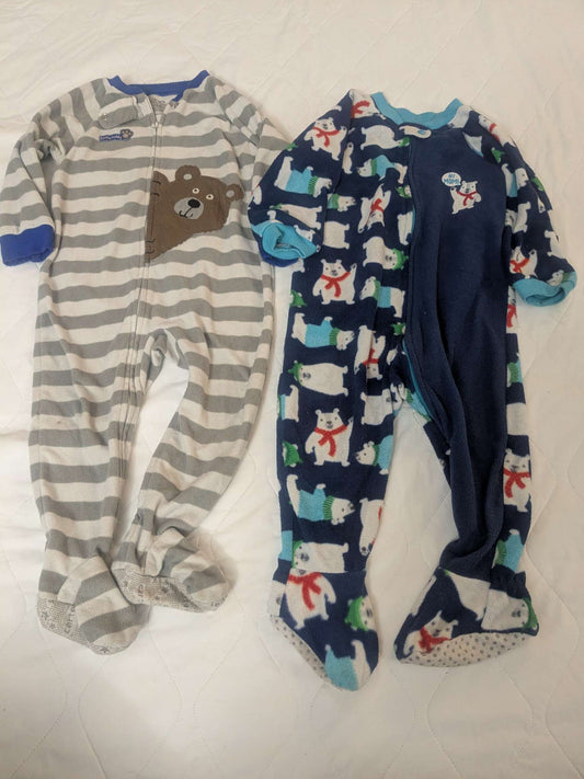 2 pairs of fleece pajamas, carters & children's place, bears, Kids 18 Month (12-18M)
