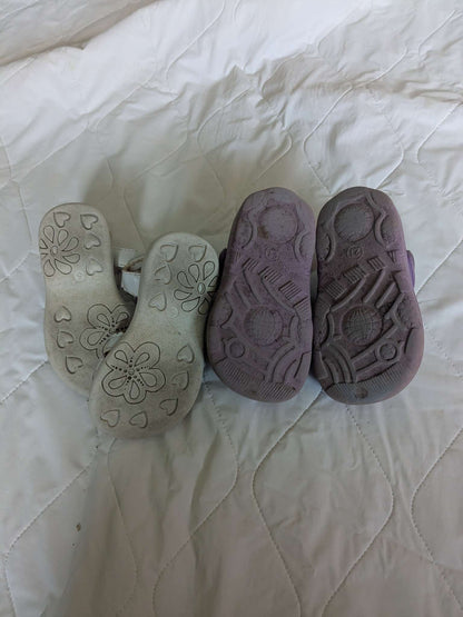 Bundle of size 5 girls shoes, white sandals and purple crocs, Shoes 5 (Walkers:12-24 mth)