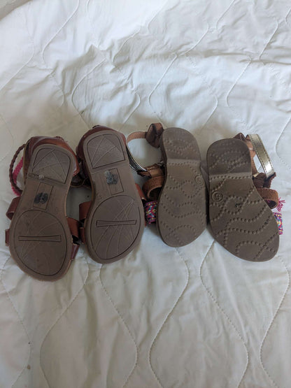 Bundle of 2 pairs of dressy style of brown little girl sandals, size 5, Shoes 5 (Walkers:12-24 mth)