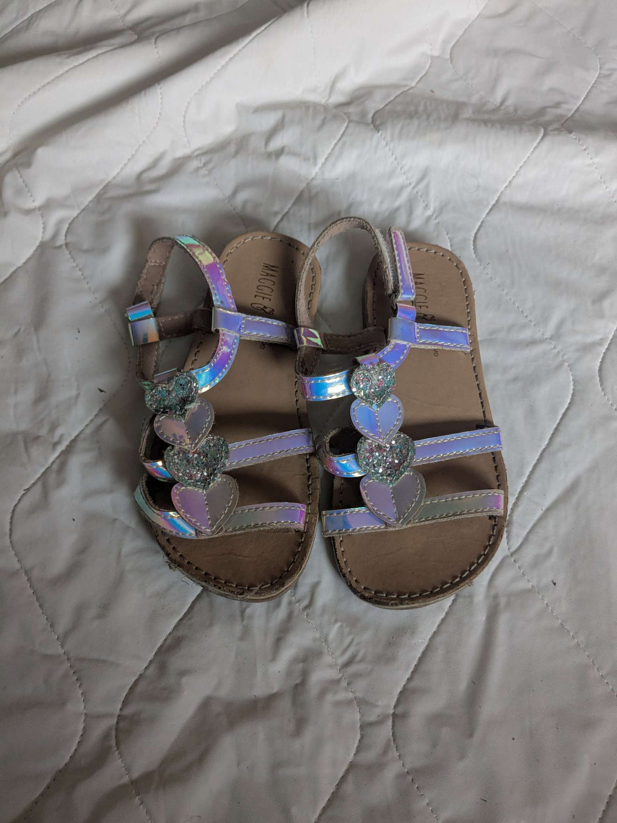 Maggie & Zoe Iridescent heart-strap sandals, size 9, Shoes 9 (Toddler:2-4yr)
