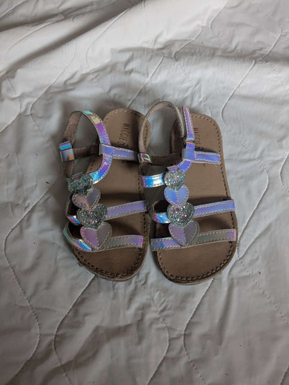 Maggie & Zoe Iridescent heart-strap sandals, size 9, Shoes 9 (Toddler:2-4yr)