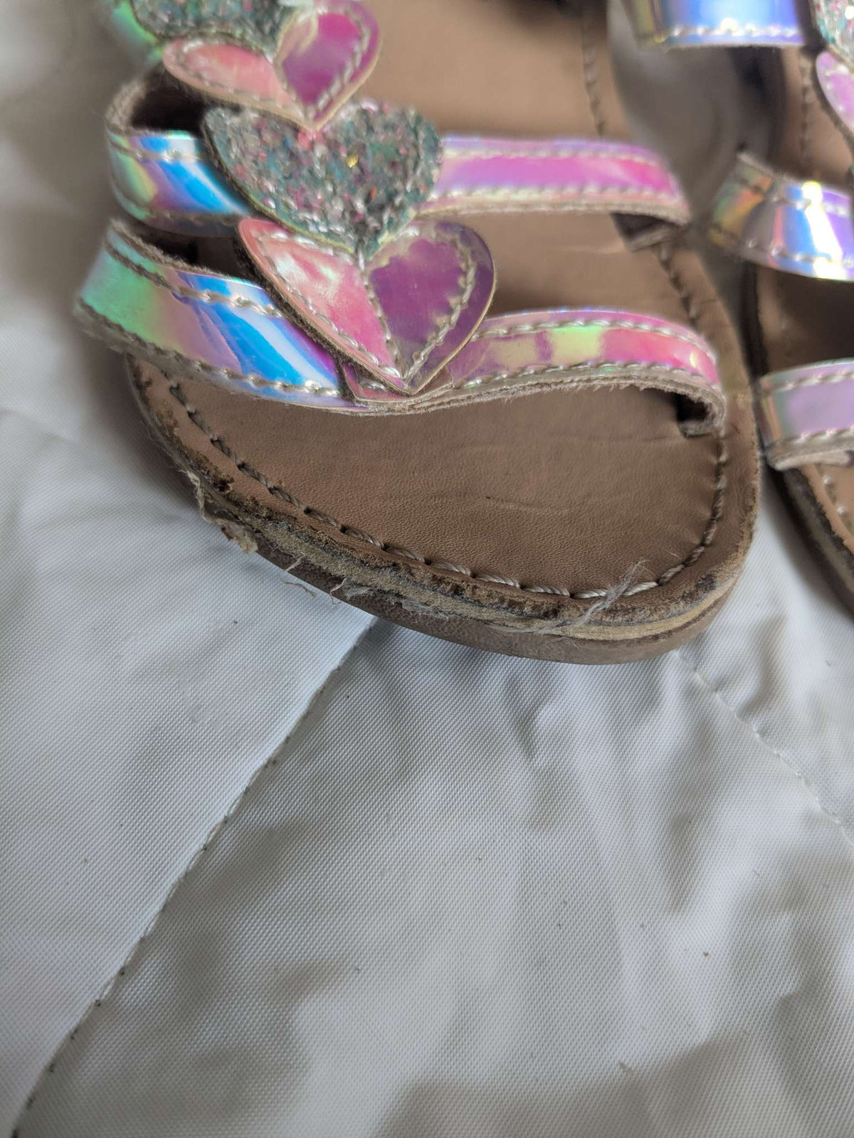 Maggie & Zoe Iridescent heart-strap sandals, size 9, Shoes 9 (Toddler:2-4yr)