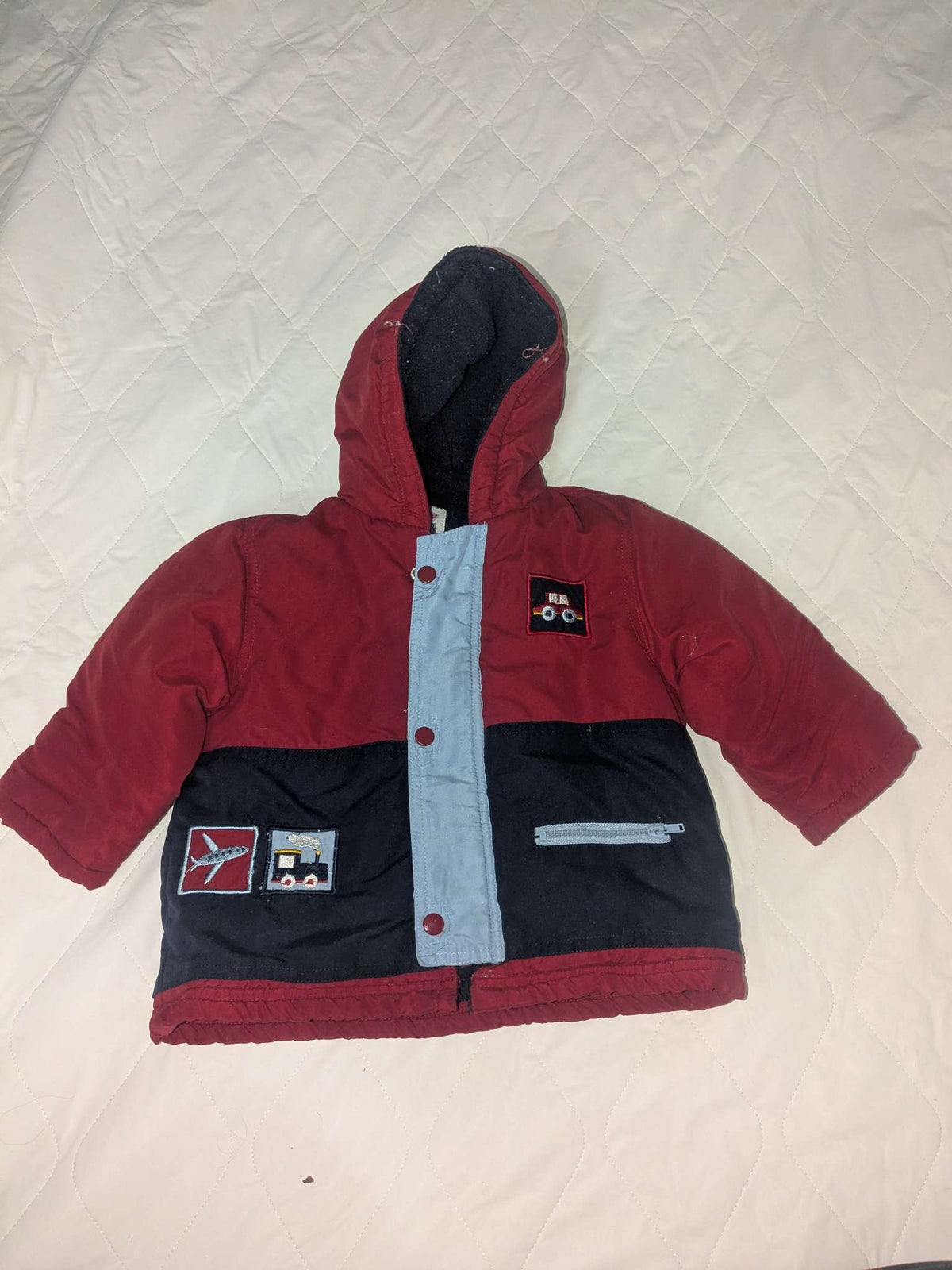 12 month red parka with transportation pictures, Kids 12 Month (9-12M)