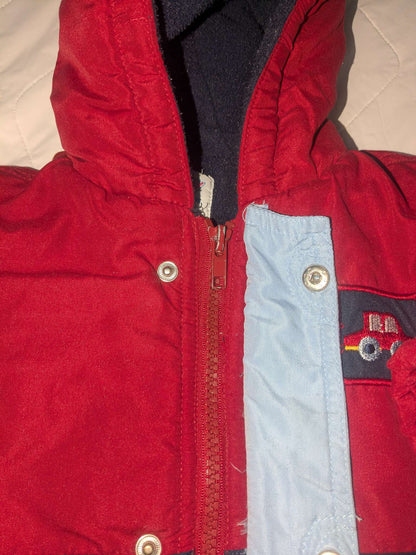 12 month red parka with transportation pictures, Kids 12 Month (9-12M)