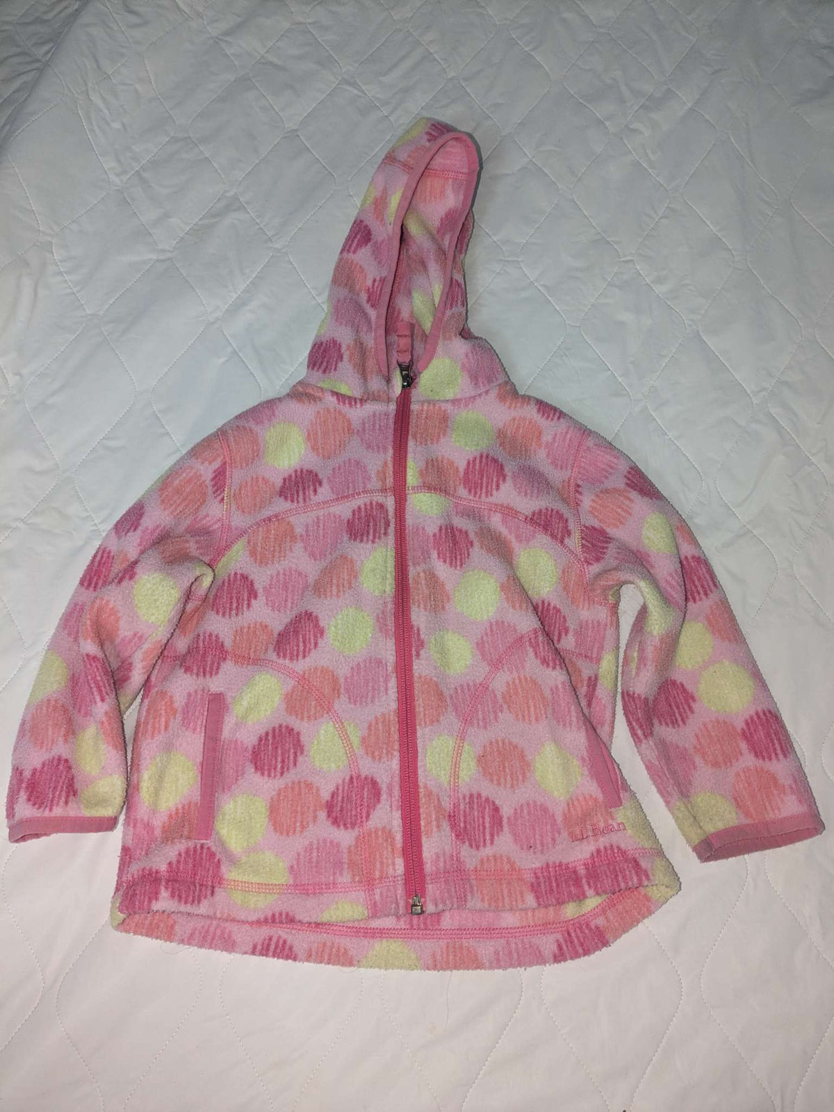 Girls pink polka dot fleece jacket, Kids 3T