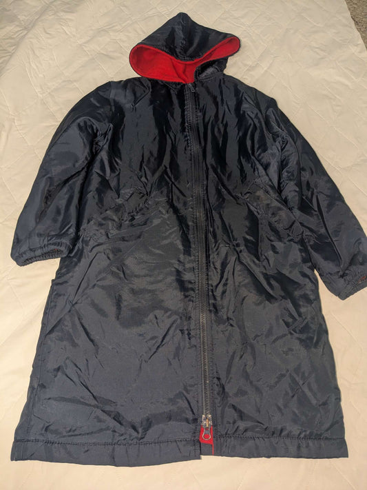 Girls long winter parka, navy blue, size Youth Small, Kids 6/6X
