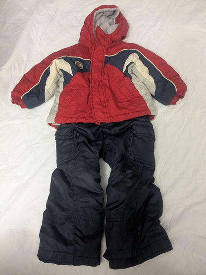 Red winter parka with black ski pants, 24 months, Kids 24 Month (18-24M)